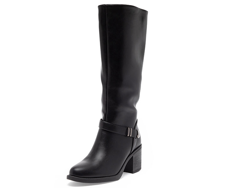 Bota Mujer Efecto Cuero Caña Alta con Hebilla Stuart NEW IN NE