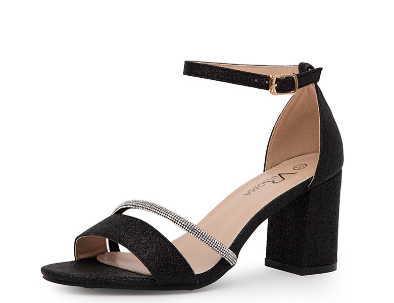 Sandalia Mujer Fiesta Tacón BK