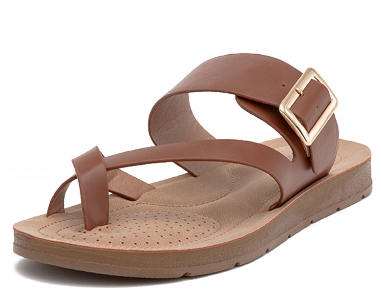 Sandalia Mujer Plana Romana Hebilla BR
