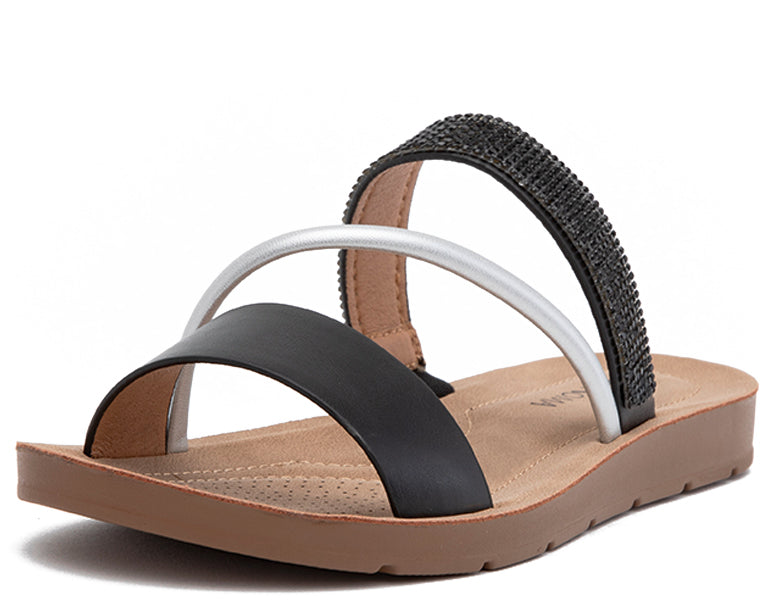 Sandalia Mujer Plana Brillos Tendencia BK