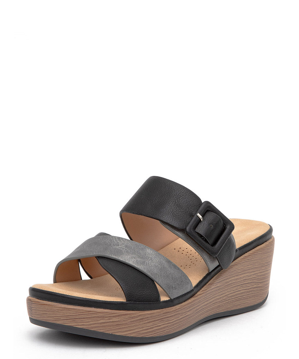 Sandalia Confort Mujer Premium Terraplen Cuña BK