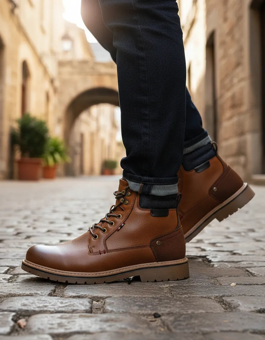 Botines Hombre Casuales De Hombre Estilo Urbano Con Cordones